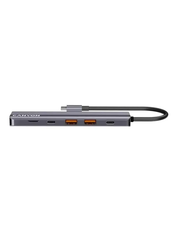 Canyon DS-17 6-i-1 USB-C Hub 4K, Grå USB-hub - Grå
