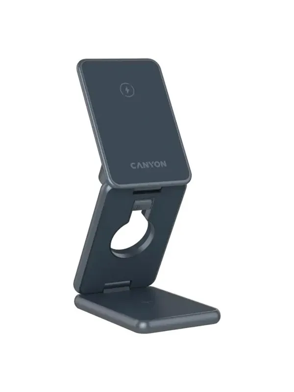 Canyon 3-i-1 sammenleggbar trådløs lader 15W, mørkegrå