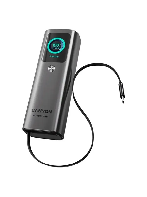 Canyon OnPower 265 20.000 mAh 165W, Mørkegrå - 20000 mAh