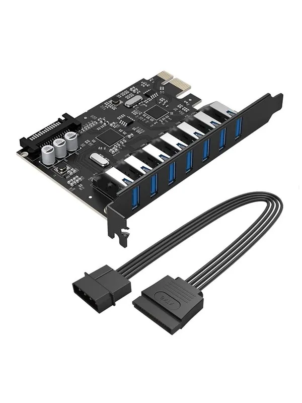 ORICO PVU3 PCI-E 7x USB 3.0 Expansion Card for Desktop - Black USB-hub