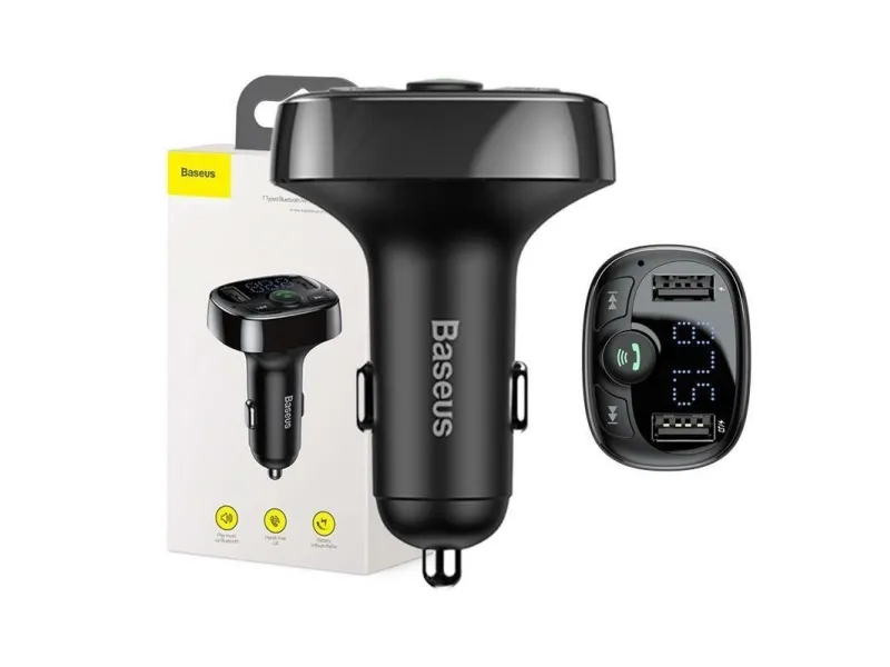 Baseus FM Transmitter T typed Bluetooth 2xUSB microSD (Black)