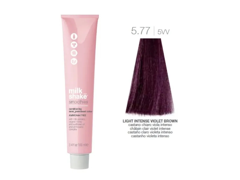 Smoothies, Ammonia-Free, Semi-Permanent Hair Dye, 5.775VV Light Intense Violet Brown, 100 ml