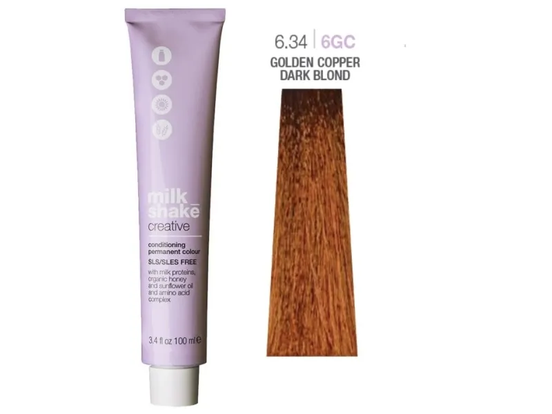 Creative SLS/SLES-Free Permanent Hair Dye 6.346GC Golden Copper Dark Blond 100 ml