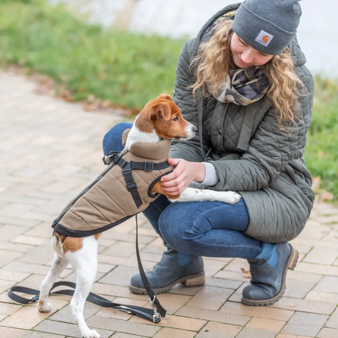 Trixie Pirou vinterjakke med hundesele - m 45cm - Sand