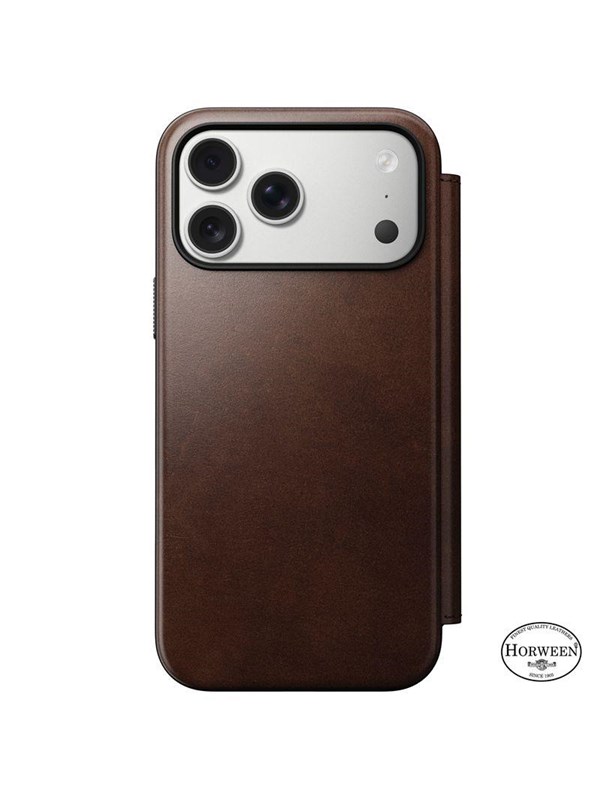 Nomad Modern Leather Folio rustic brown (Horween) - iPhone 17 Pro Max