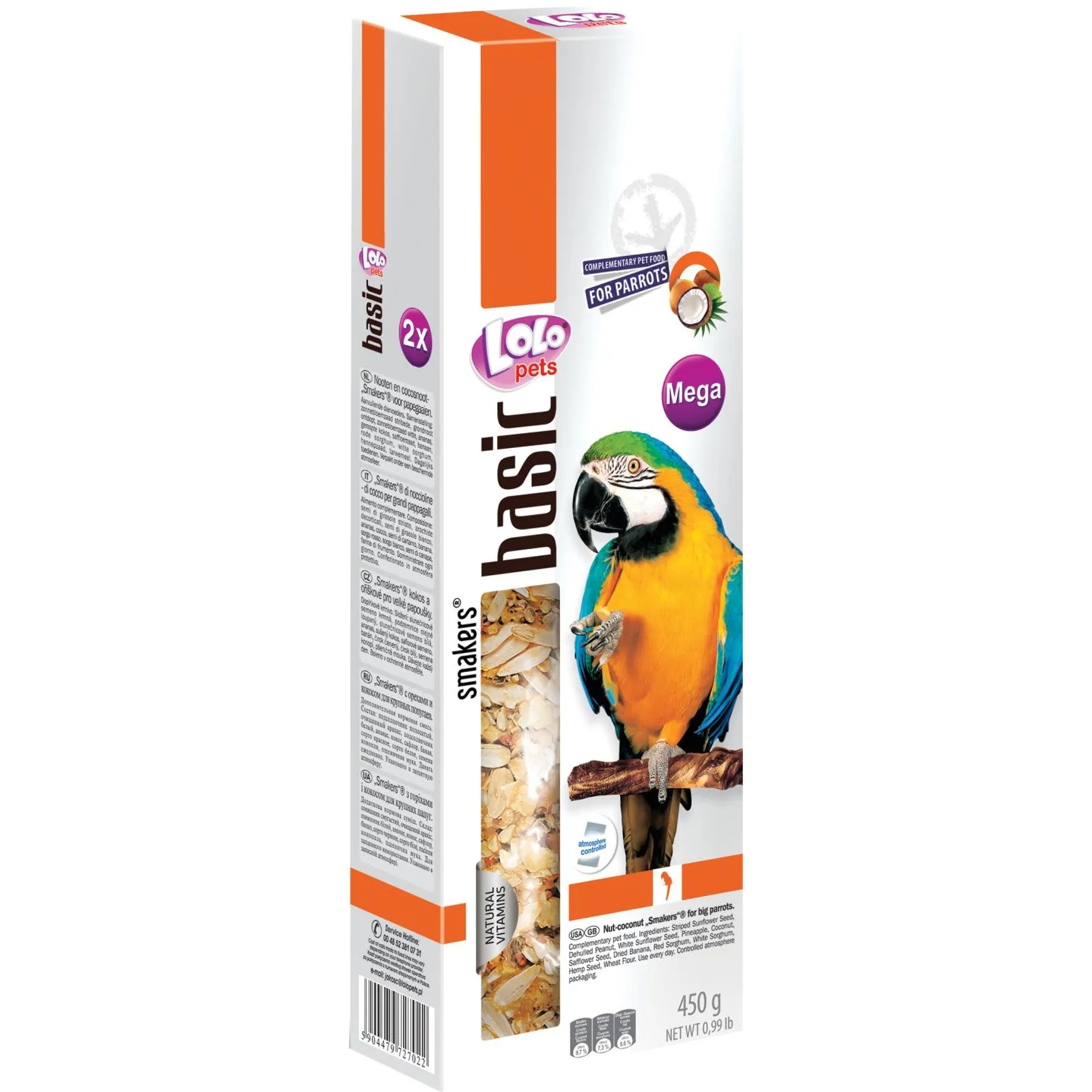 Lolo Pets Frøstenger til Papegøye med Nøtter og Frukt MEGA