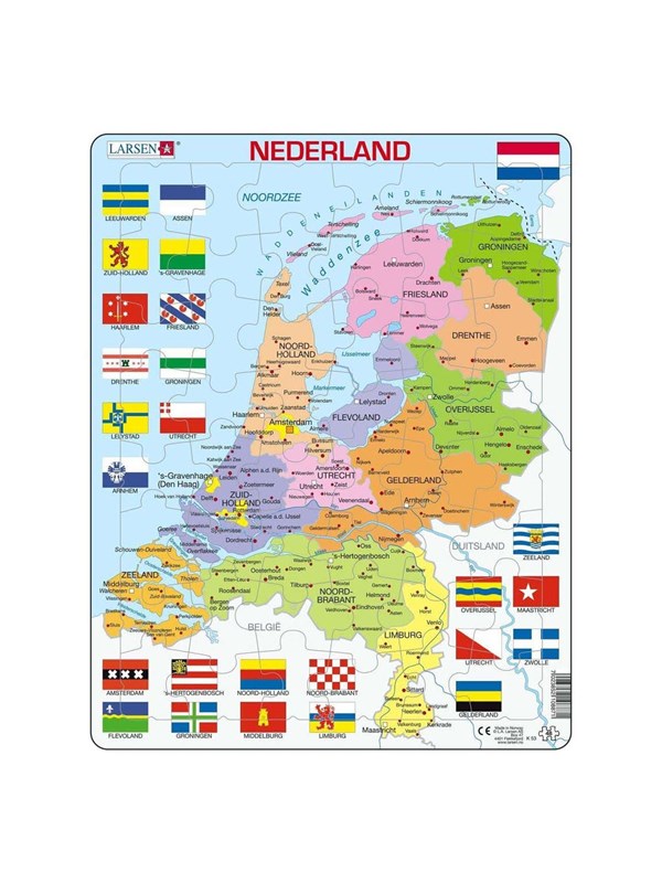 Selecta Play - Larsen Jigsaw Puzzle Map of the Netherlands with Provinces and Flags 48 pcs.