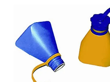 Flaske for flussmiddel, 150ml gul med utløpsstopp