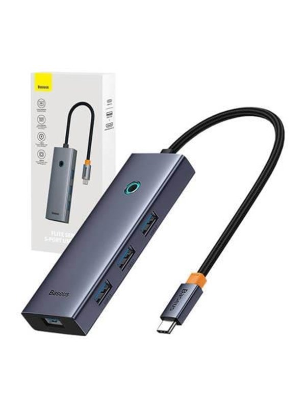 Baseus Hub 5w1 UltraJoy 5-Port (1xHDMI4K@30Hz + 4x USB-hub - USB 3.0 - 5 porter - Grå