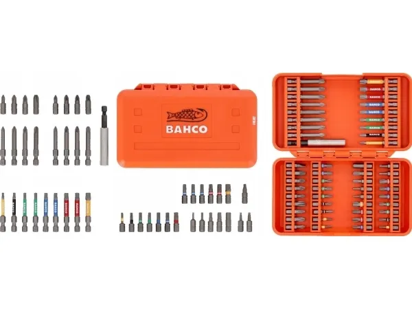 Bitssett 1/4" 6kant med fargekodede korte bits, 54 deler