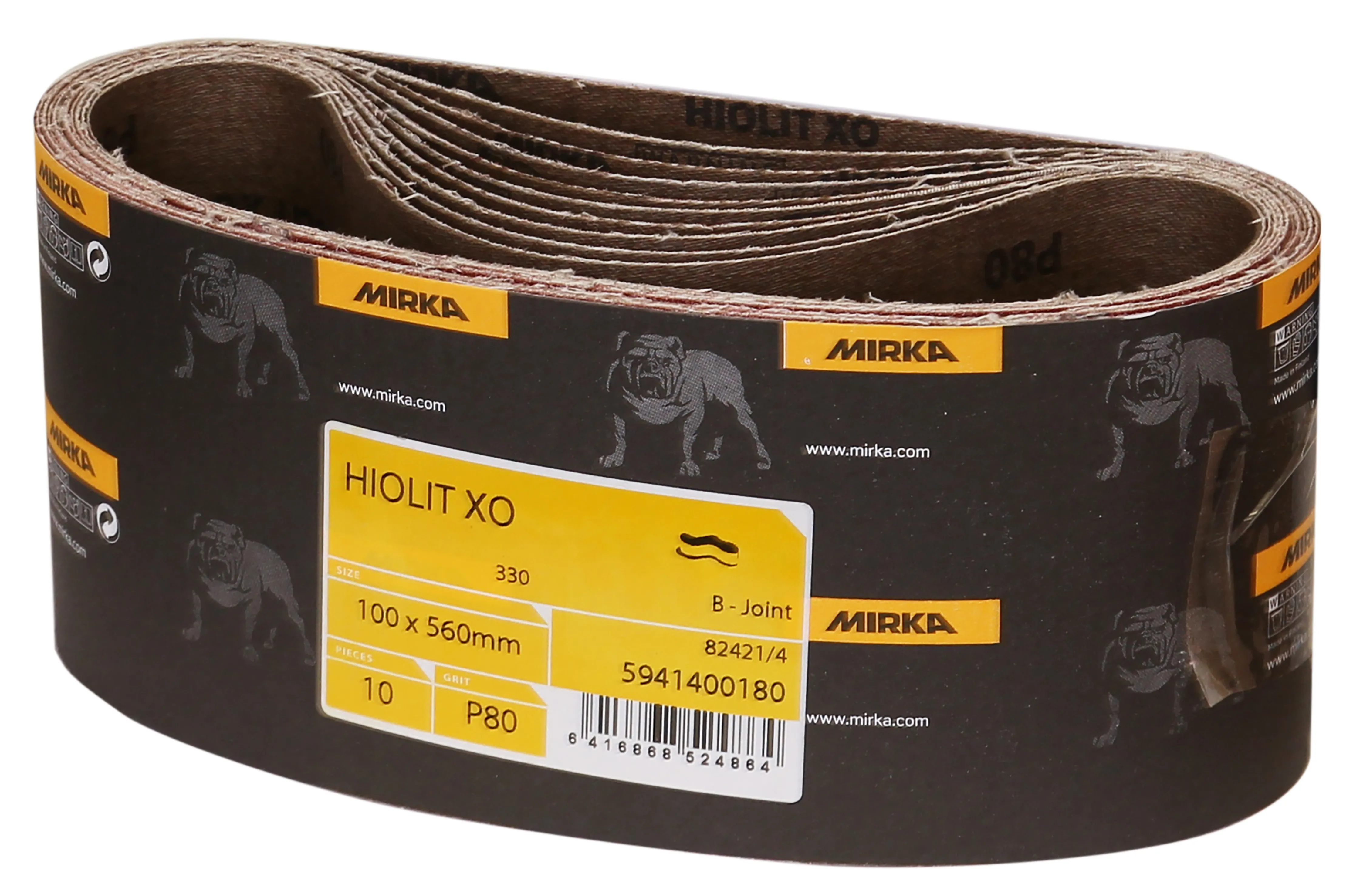 Mirka Hiolit XO, 100 x 560 mm slipbånd, korn 120, 10 stk./pk.
