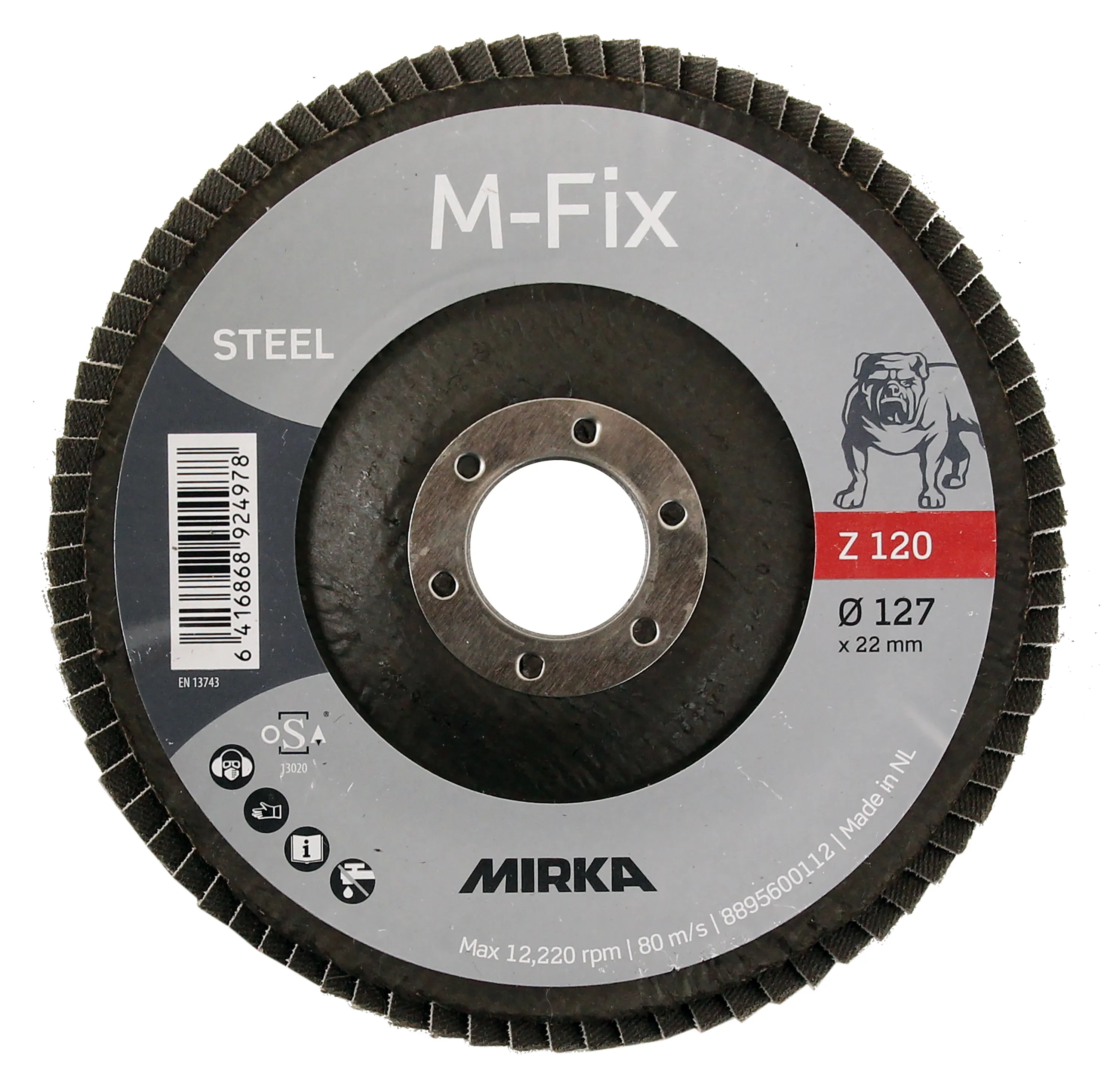 Mirka M-FIX, 127 x 22 mm vinklet lamellrondell, ZIR, korn 120