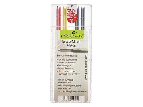 PICA Dry refill 4xgrafit + 2xrød + 2xgul
