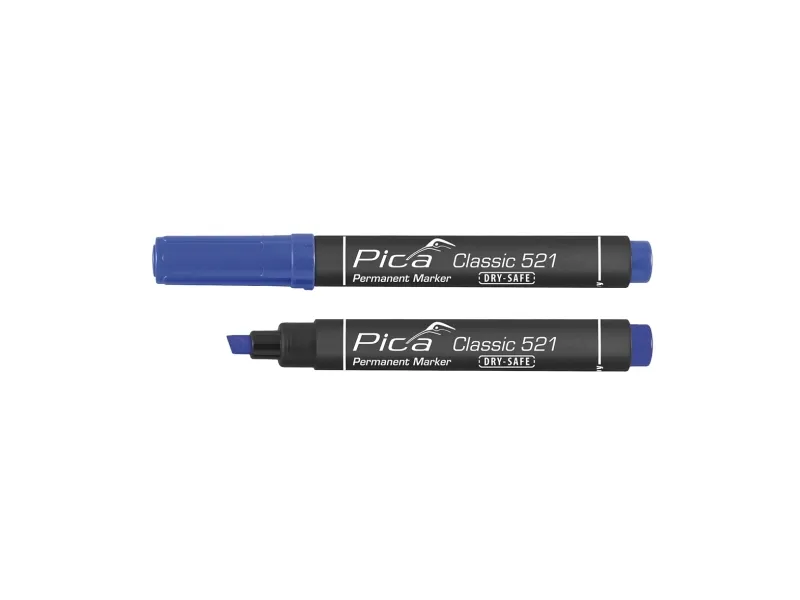 PICA Classic Permanent marker DRY-SAFE 2-6mm skrå/flad spids blå