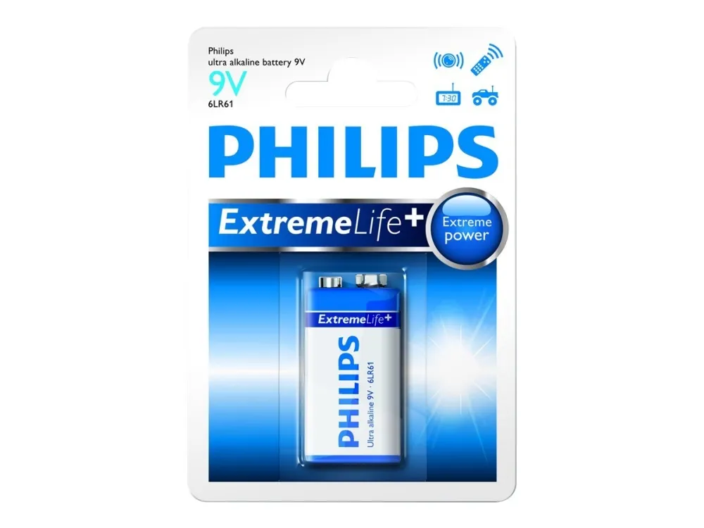 PHILIPS batteri ultra alkaline 9V 1-pak