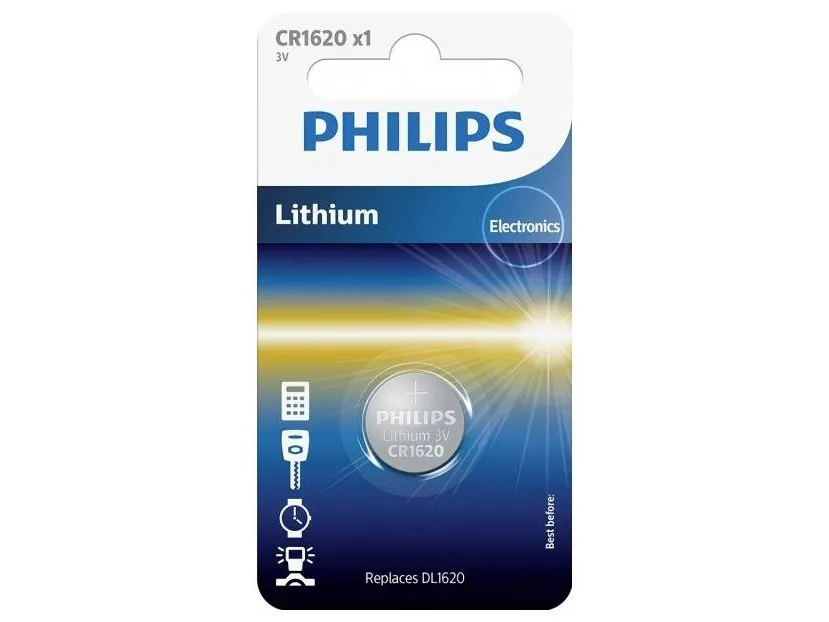 PHILIPS knapcellebatteri lithium CR1620 1-pak