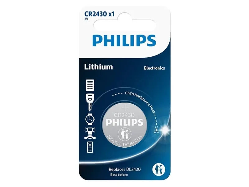 PHILIPS knapcellebatteri lithium CR2430 1-pak