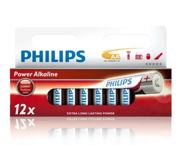 PHILIPS batteri power alkaline AA 12-pak