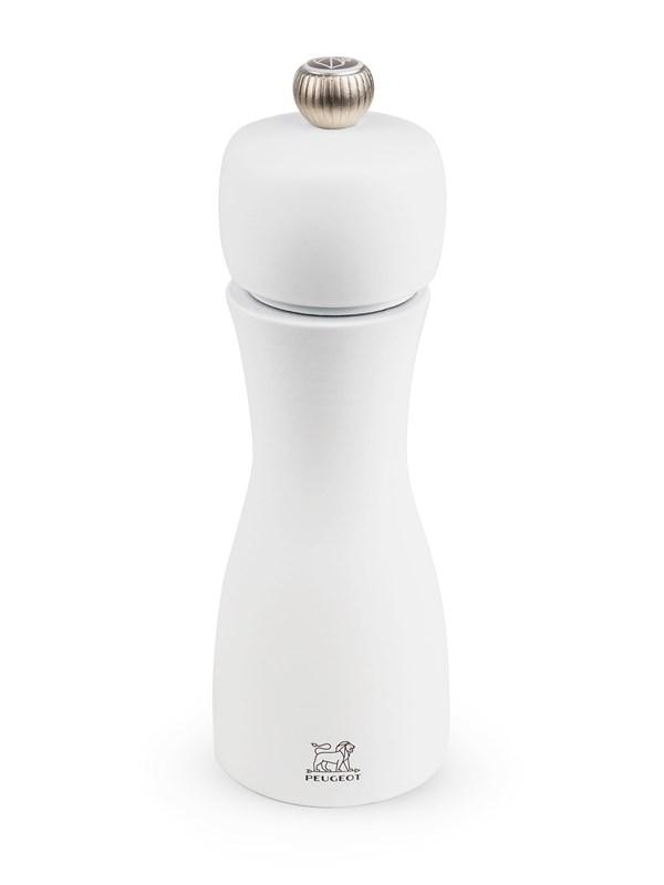 Peugeot Tahiti Salt Mill in Wood Matt White 15 cm