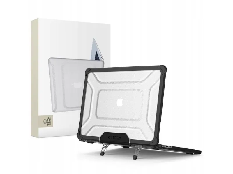 Tech-Protect SmartShell Pro Case for MacBook Air 13" 2023-2025 M2 / M3 / M4 - Clear Black