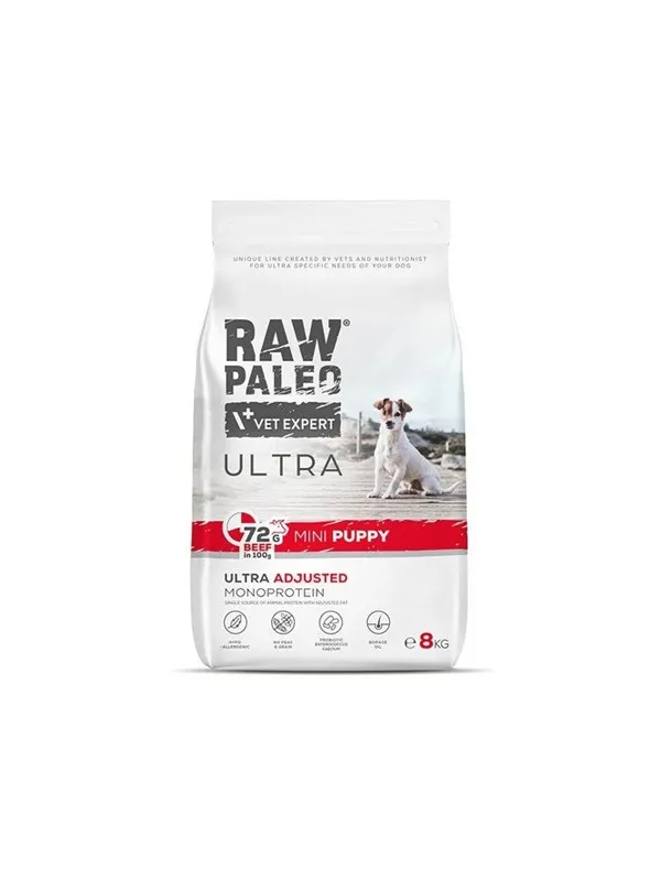 VetExpert Raw Paleo Ultra Mini Puppy Beef - dry food for puppies of small breeds - 8 kg