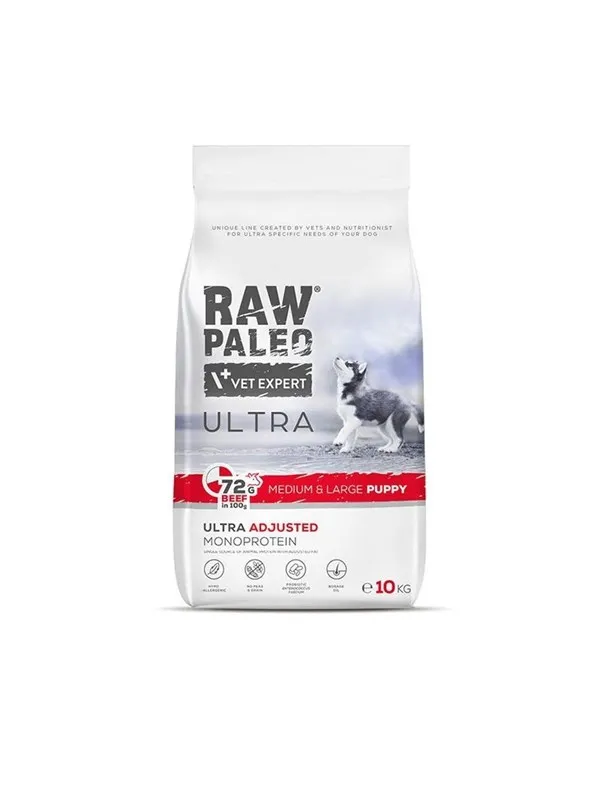 VetExpert Raw Paleo Ultra Medium&Large Puppy Beef - dry food for puppies - 10 kg