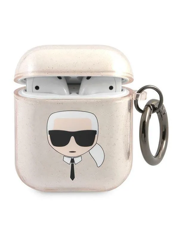 Karl Lagerfeld Glitter Karl's Head Case for AirPods 1/2 - Gold