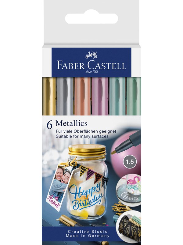 Faber-Castell Metallics marker 6ct cardboard wallet