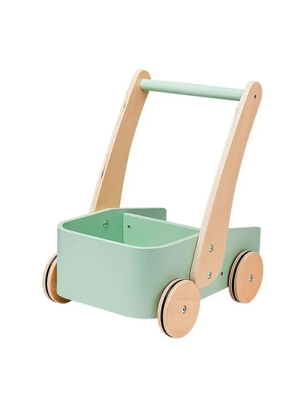 Playwood Green Wooden Push Cart