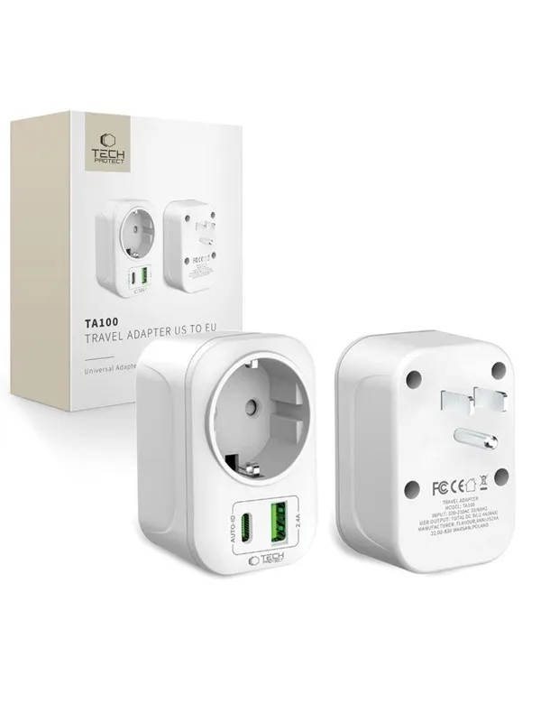 Tech-Protect TA100 US Adapter - White