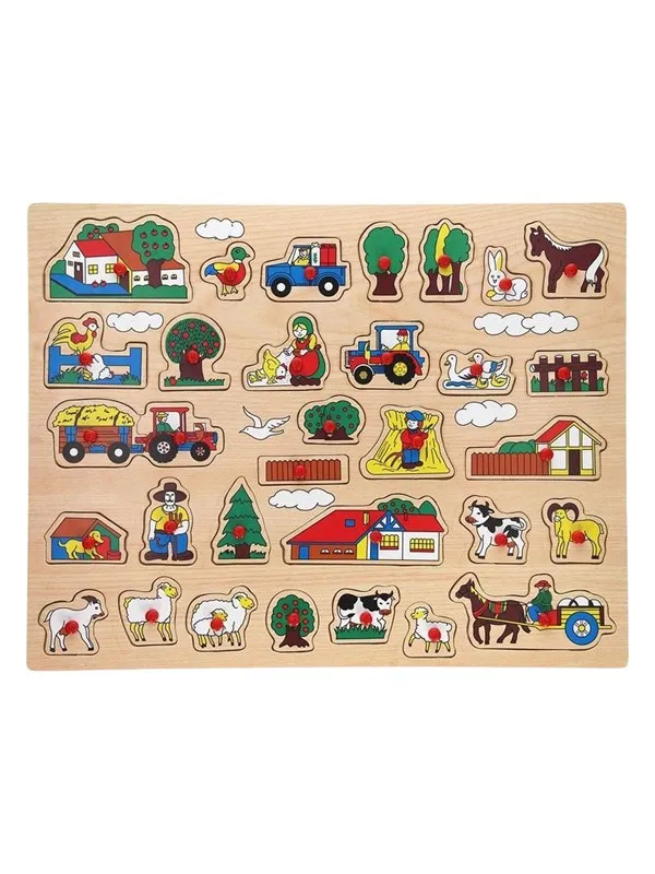 Playwood Wooden Knob Puzzle Farm Extra Large - 32 pcs. Tre