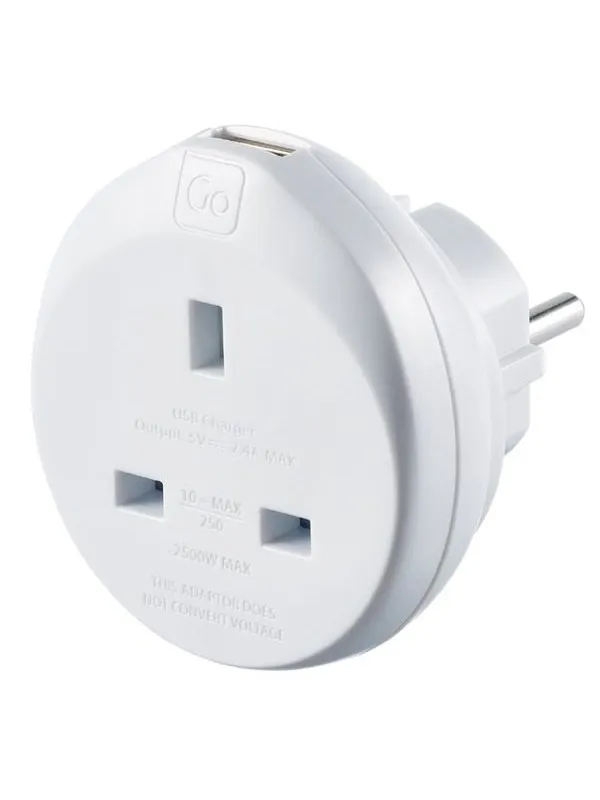 Go Travel UK-EU USB-A-adapter (2.4A) (Euro-version)