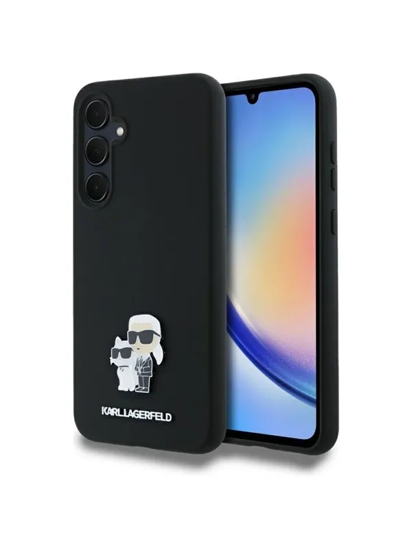 Karl Lagerfeld Silicone Karl&Choupette Metal Pin case for Samsung Galaxy A35 - black