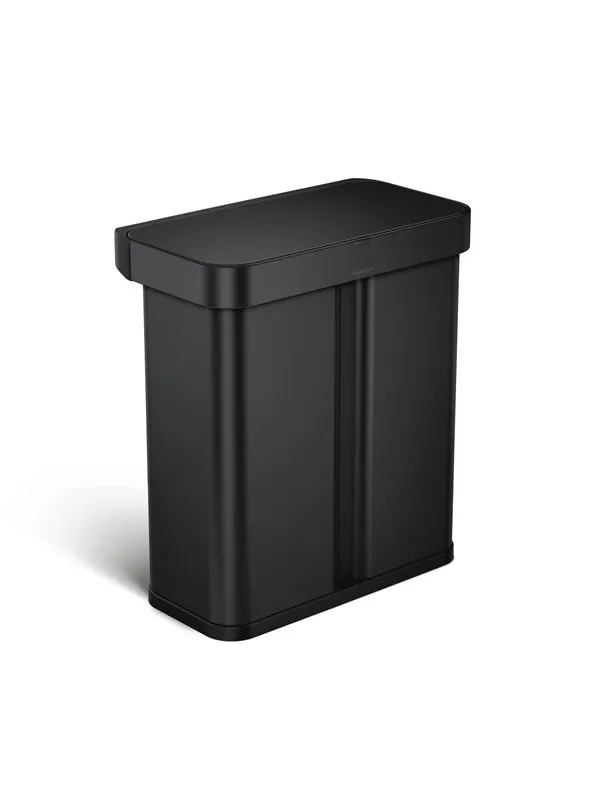 Simplehuman 58L (34/24), rektangulær sensor søppelbøtte med stemmestyring, svart