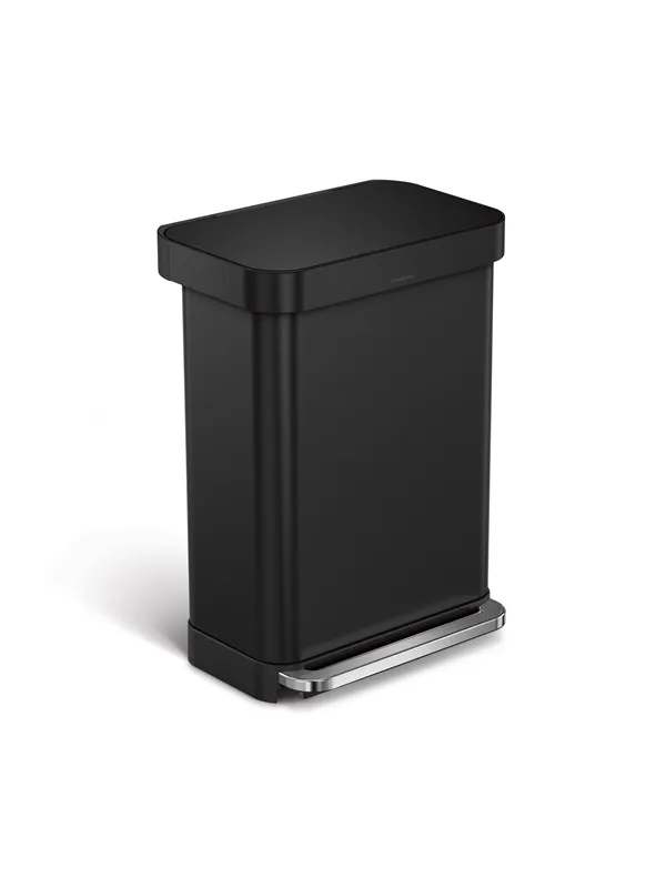 Simplehuman 55L rektangulær pedalbøtte med linerlomme, svart