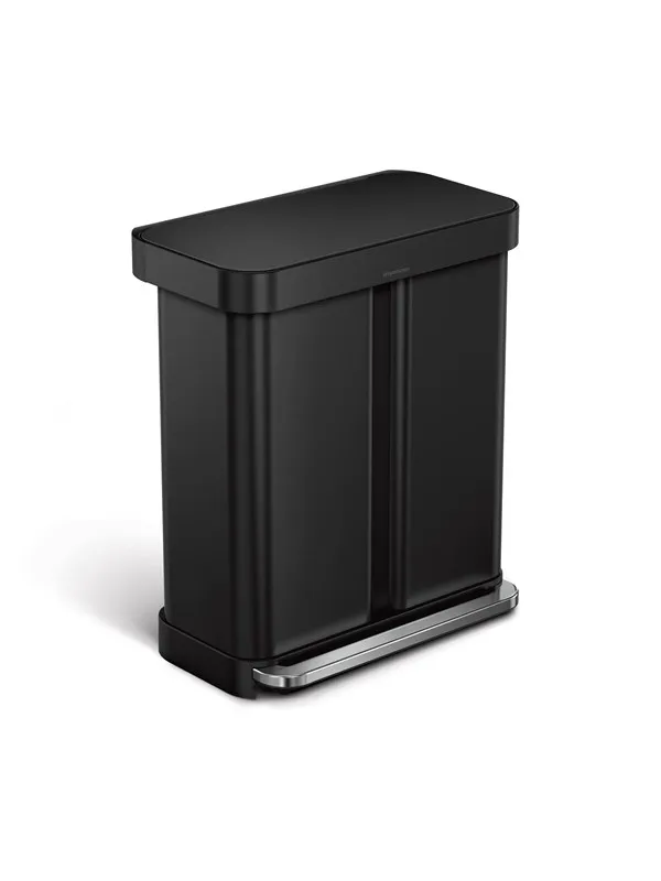 Simplehuman 58L (34/24), dobbel pedalbøtte med linerlomme, svart