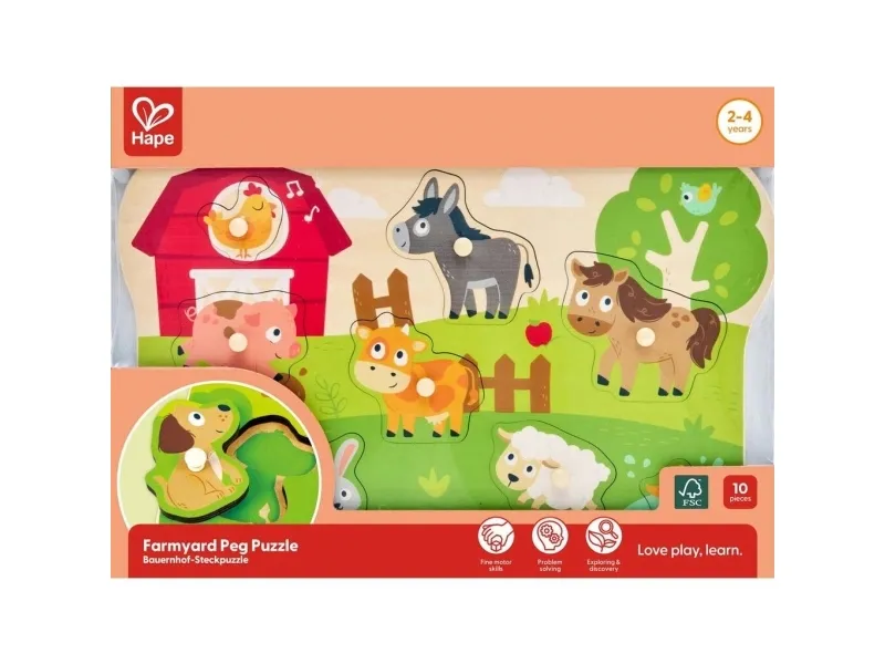 Hape Farm Animals Peg Puzzle