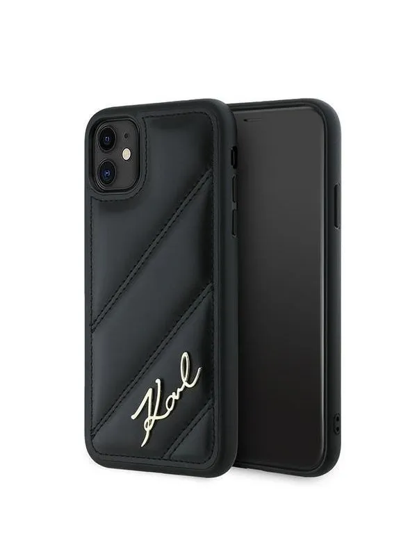 Karl Lagerfeld Diagonal Quilted Script case for iPhone 11 / Xr - black