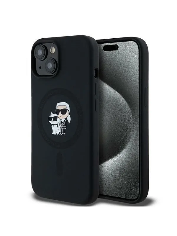 Karl Lagerfeld Silicone Karl&Choupette MagSafe case for iPhone 15 Plus / 14 Plus - black