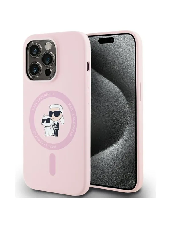 Karl Lagerfeld Silicone Karl&Choupette MagSafe Case for iPhone 14 Pro Max - Pink