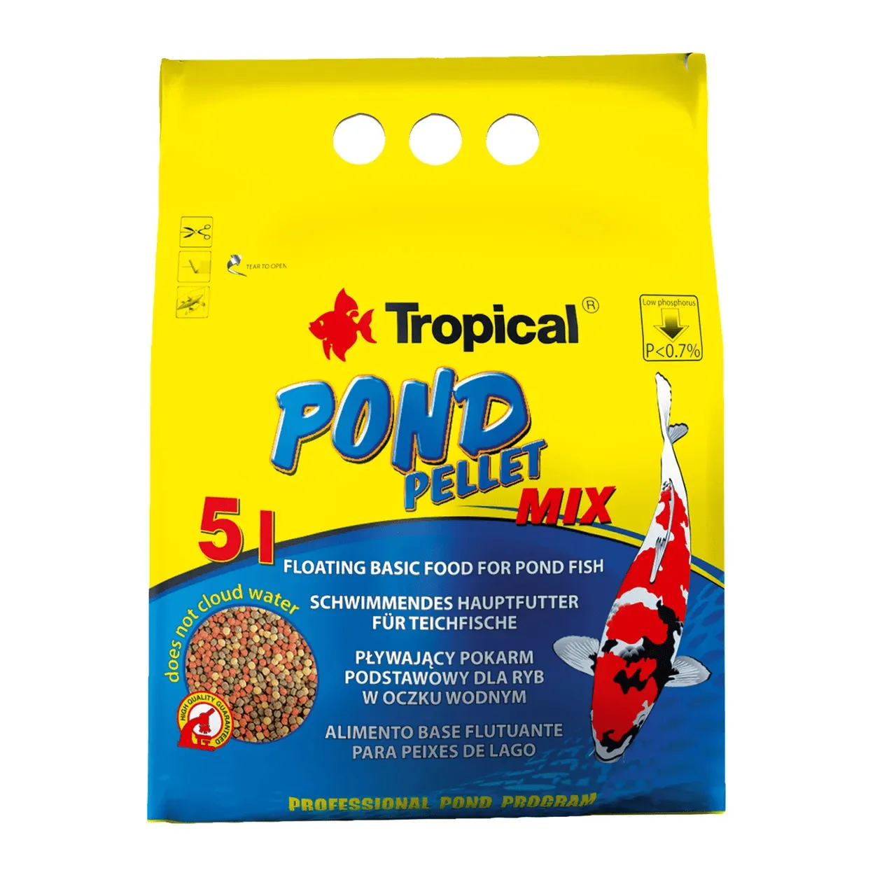 Tropical Koi farve PELLETS Junior S 5 L. / 650 g. Pose