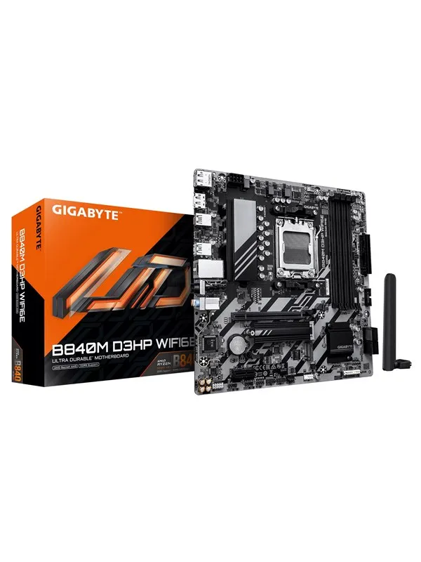 GIGABYTE B840M D3HP WIFI6E Hovedkort - AMD B840 - AMD AM5 - DDR5 RAM - Micro-ATX