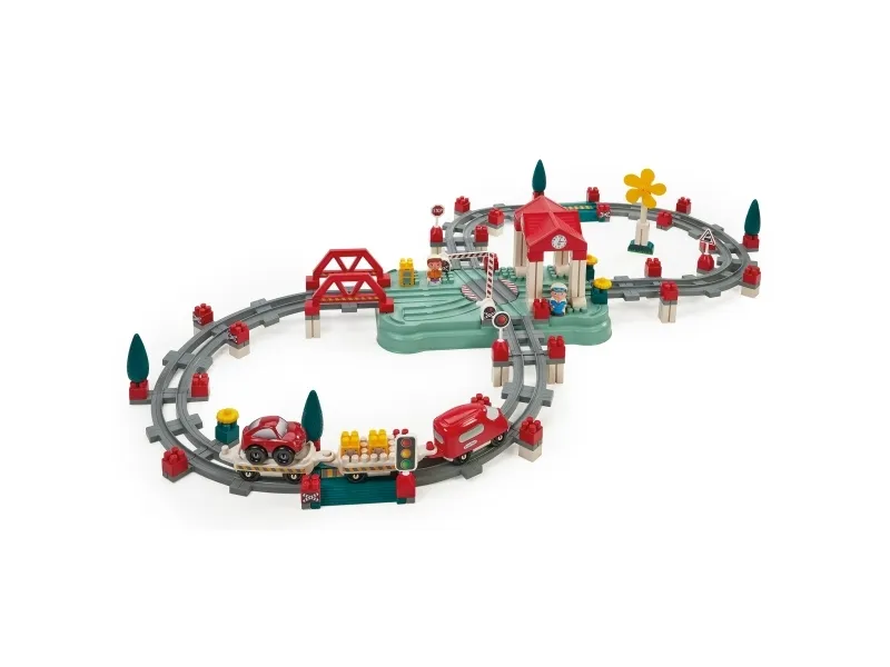 Abrick Ecoiffier  Train Track Construction Set - Station and Accessories - 140 pcs.