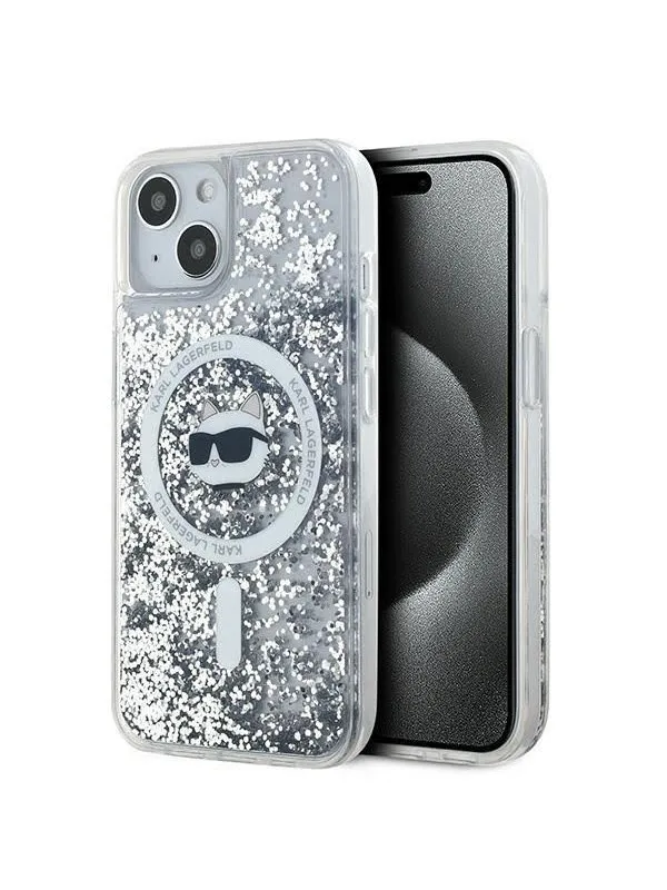 Karl Lagerfeld Liquid Glitter Choupette Head MagSafe Case for iPhone 15 Plus / 14 Plus - Transparent