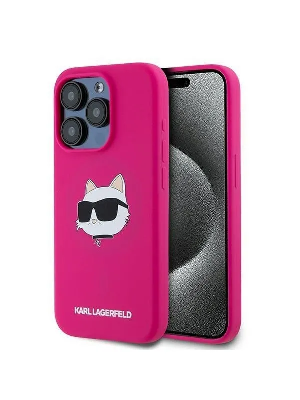 Karl Lagerfeld Silicone Choupette Head MagSafe case for iPhone 15 Pro - pink