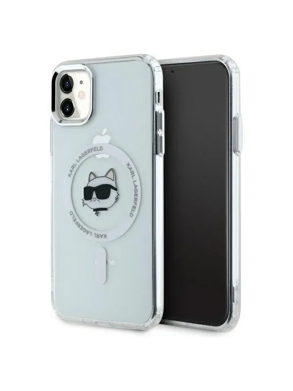 Karl Lagerfeld IML Metal Choupette Head MagSafe iPhone 11 Case - White