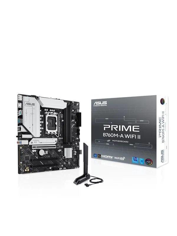 ASUS PRIME B760M-A WIFI II Hovedkort - Intel B760 - Intel LGA1700 - DDR5 RAM - Micro-ATX