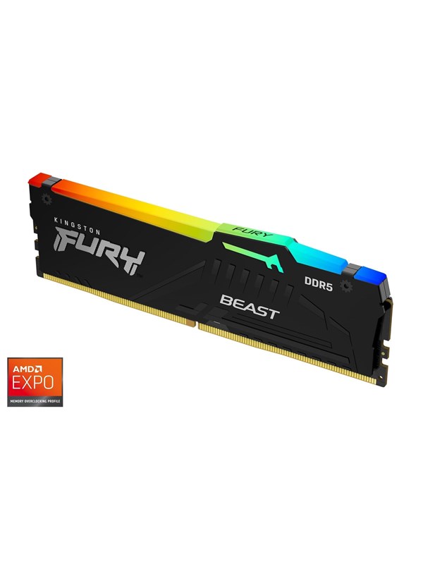 Kingston FURY Beast RGB DDR5-5600 - 32GB - CL36 - Single Channel (1 pcs) - AMD EXPO & Intel XMP - Svart med RGB