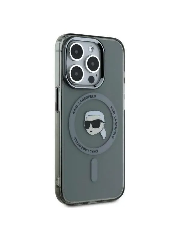 Karl Lagerfeld KLHMP15LHLSKIK iPhone 15 Pro 6.1" black/black hardcase IML Metal Karl Head MagSafe