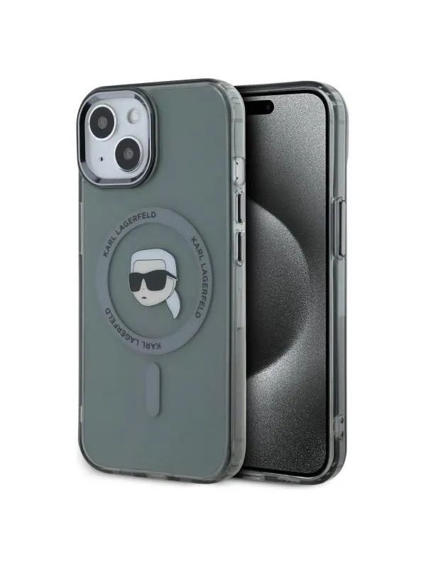 Karl Lagerfeld KLHMP15SHLSKIK iPhone 15 6.1" black/black hardcase IML Metal Karl Head MagSafe